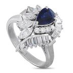 Platinum 1.15ct Diamond and Sapphire Ring