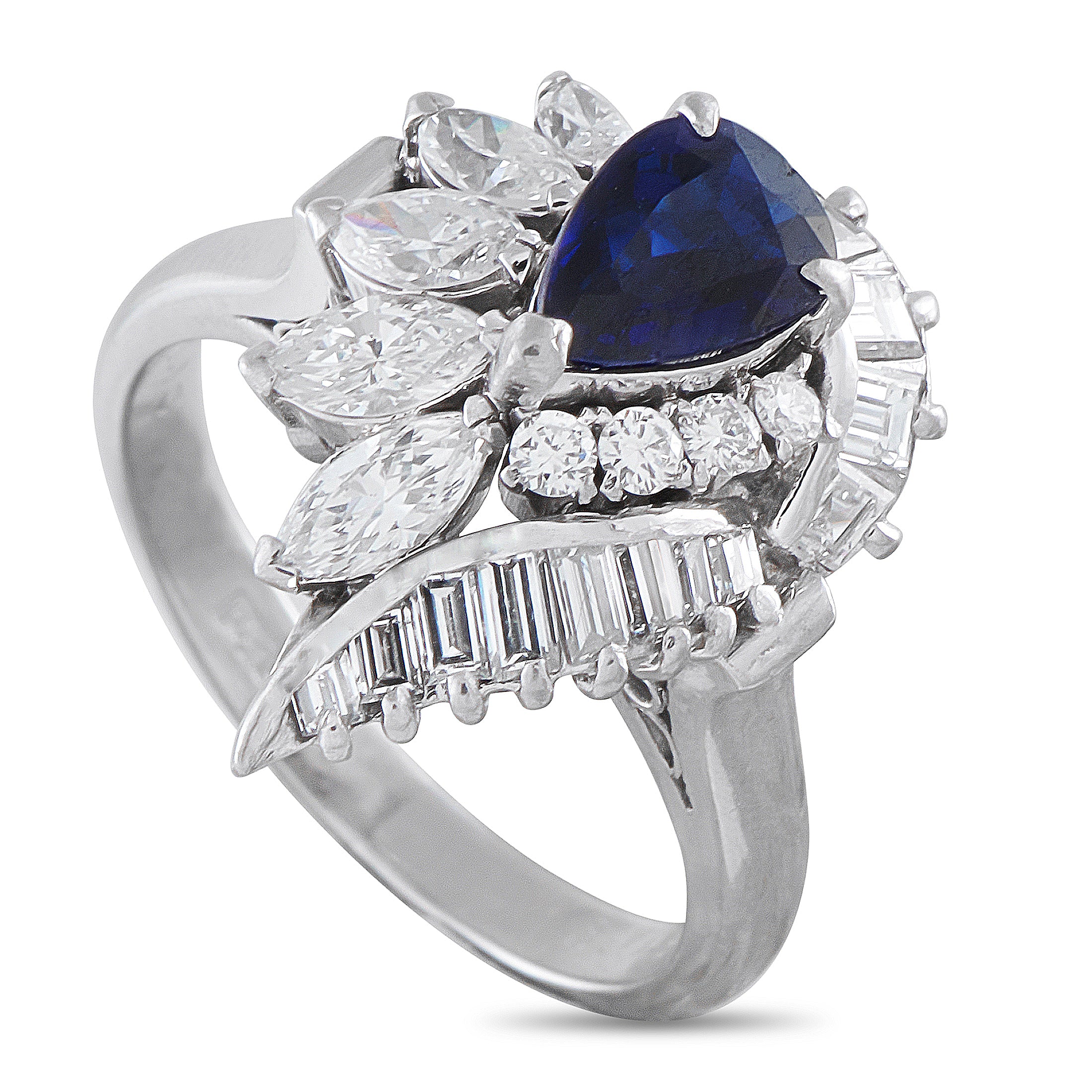Platinum 1.15ct Diamond and Sapphire Ring
