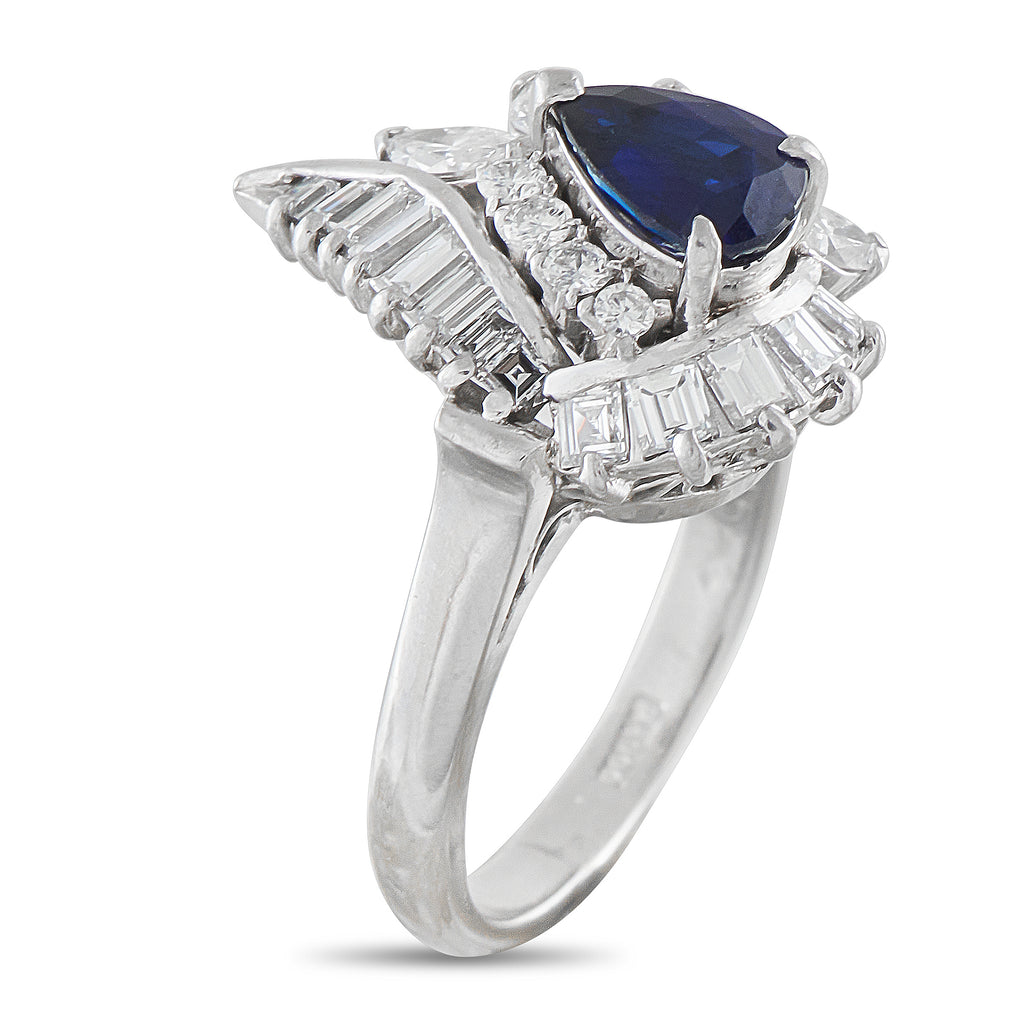 Platinum 1.15ct Diamond and Sapphire Ring