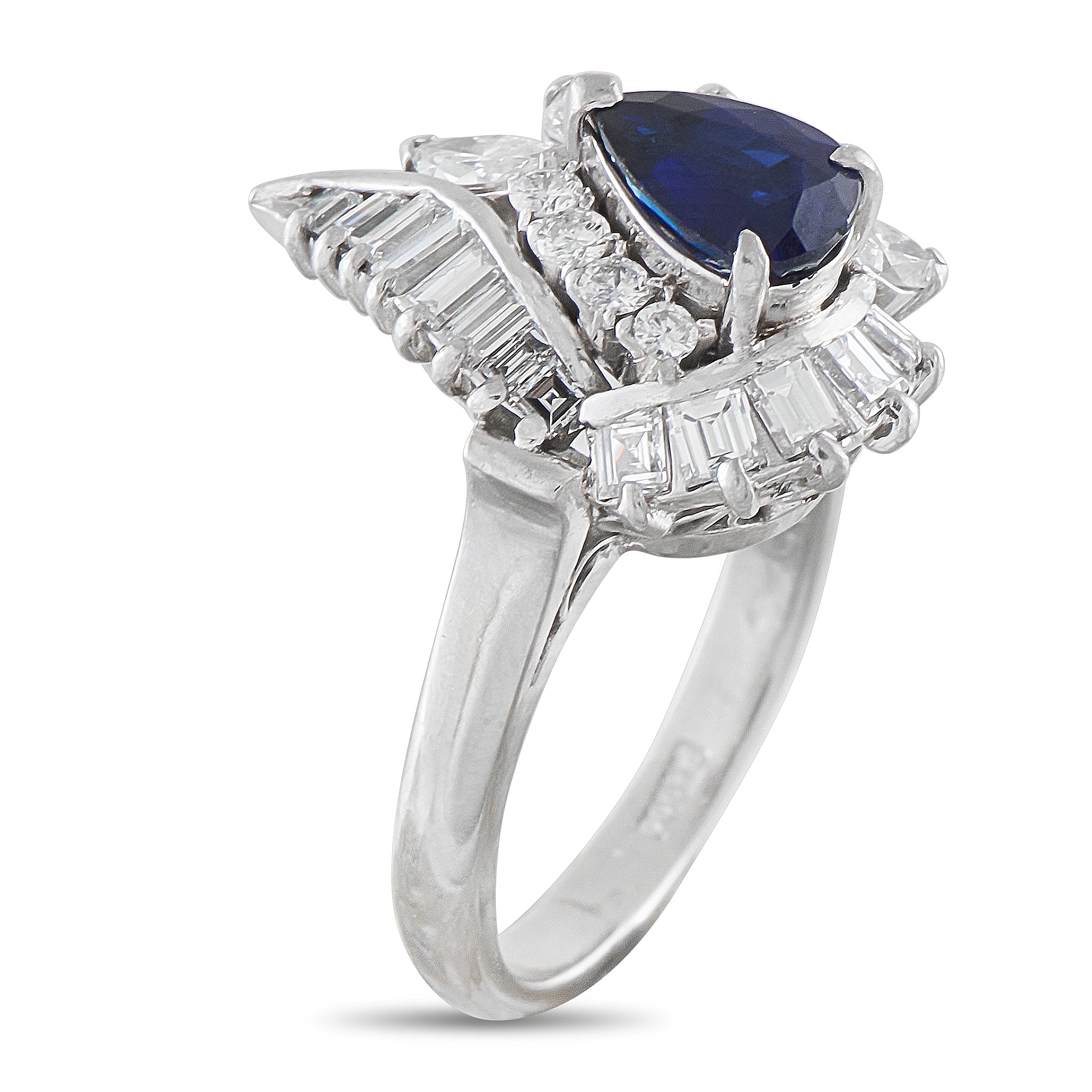 Platinum 1.15ct Diamond and Sapphire Ring