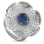 Platinum 2.50ct Diamond and Sapphire Flower Ring