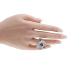 Platinum 2.50ct Diamond and Sapphire Flower Ring