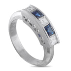 Platinum 0.61ct Diamond and Sapphire Five-Stone Ring