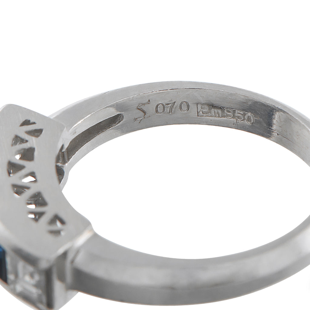 Platinum 0.61ct Diamond and Sapphire Five-Stone Ring