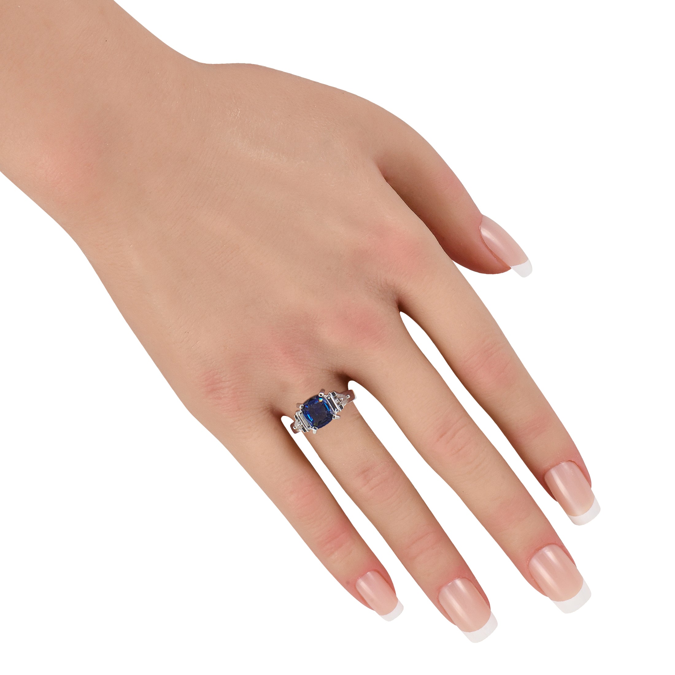 Platinum 0.38ct Diamond and Sapphire Ring