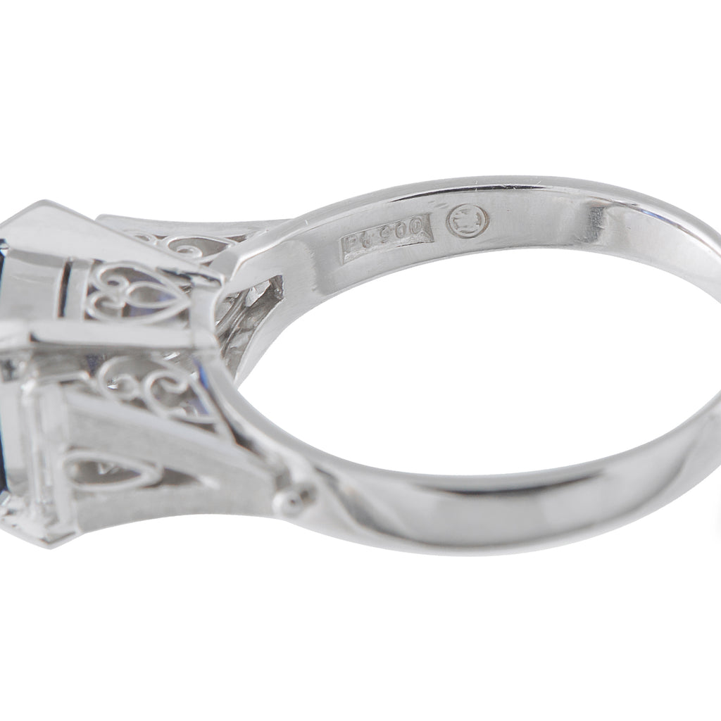 Platinum 0.38ct Diamond and Sapphire Ring
