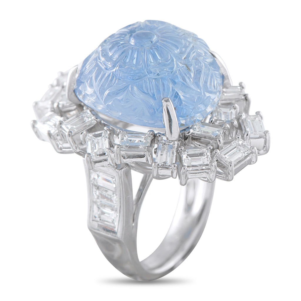 Platinum 3.75ct Diamond and Sapphire Ring