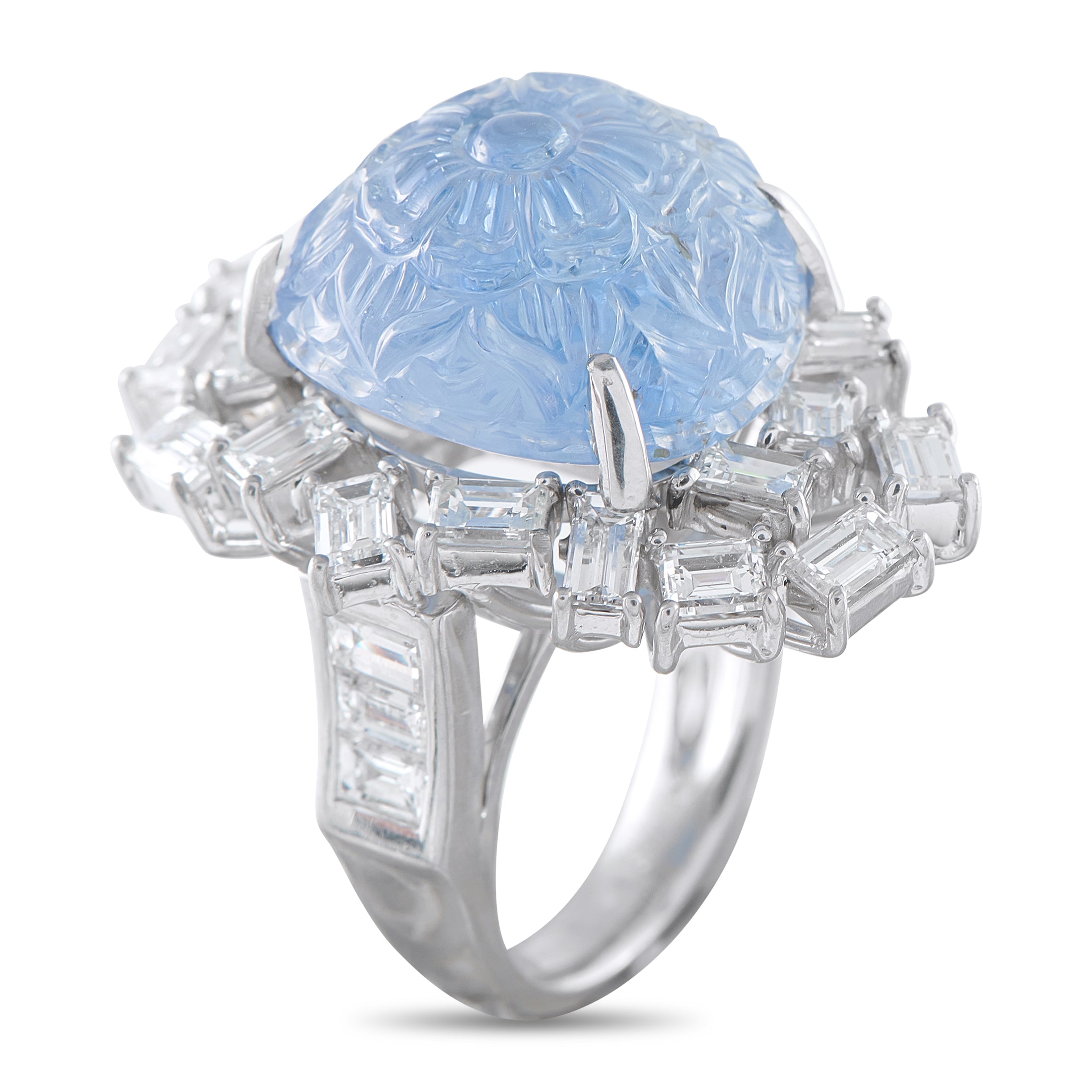 Platinum 3.75ct Diamond and Sapphire Ring