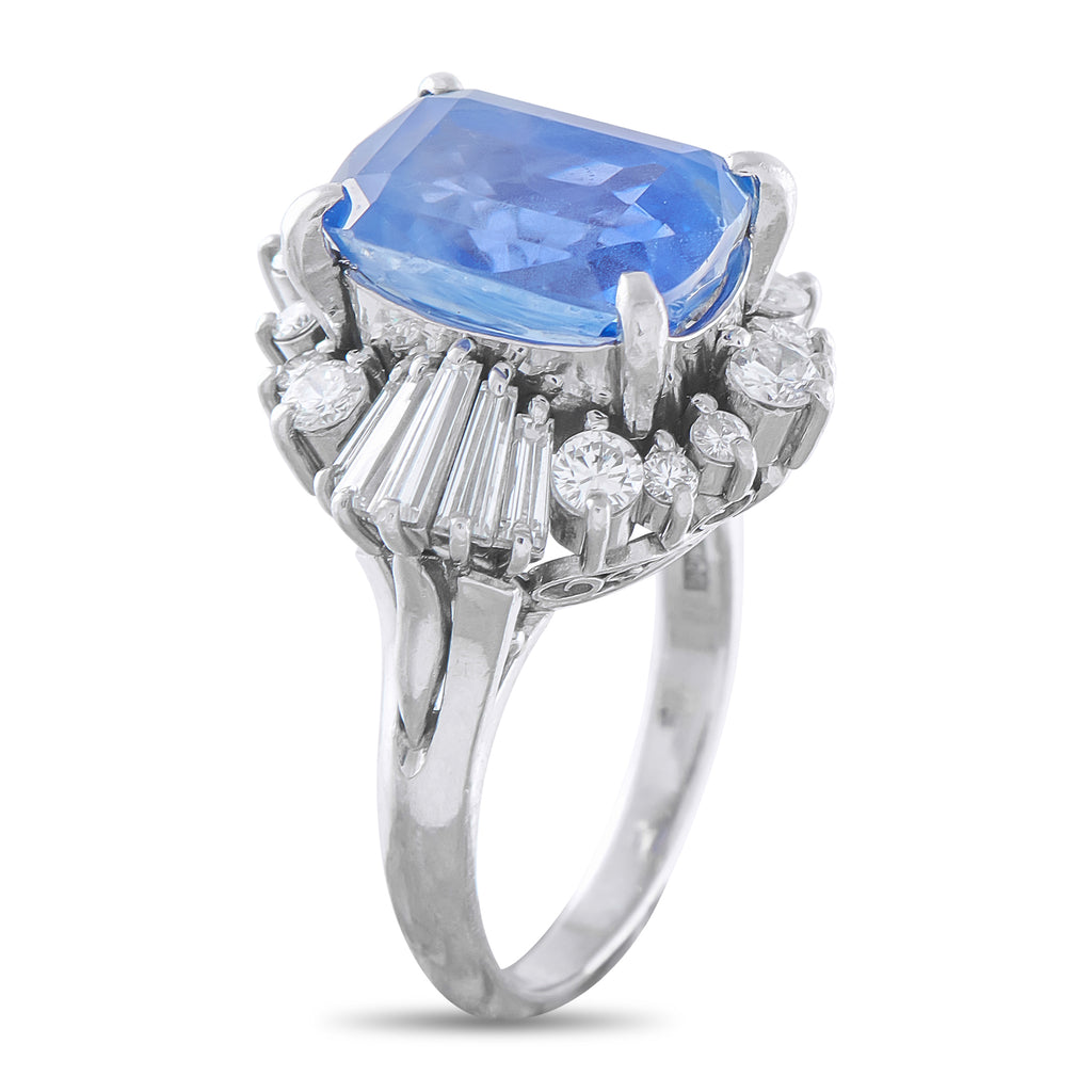 Platinum 1.11ct Diamond and Sapphire Ring