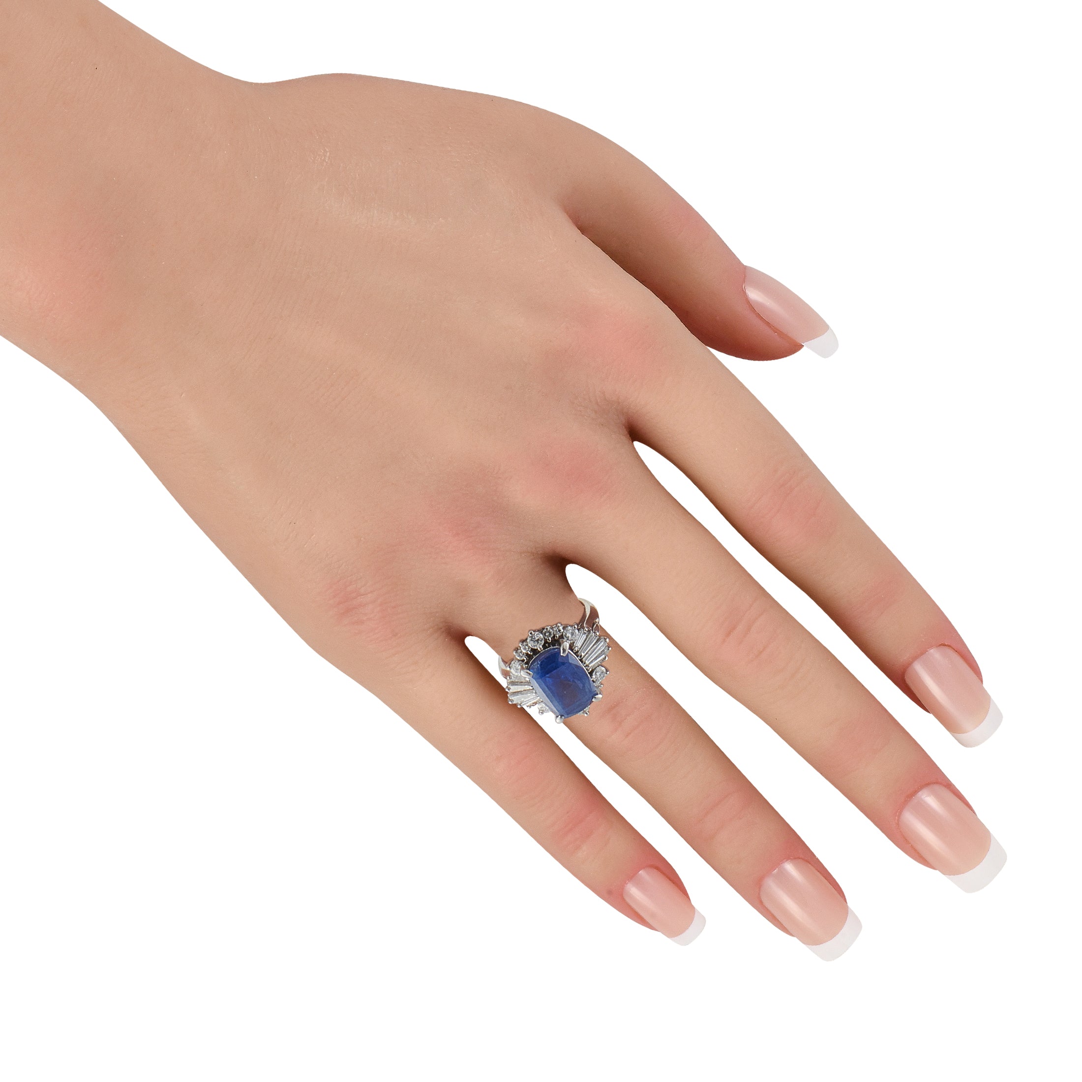 Platinum 1.11ct Diamond and Sapphire Ring