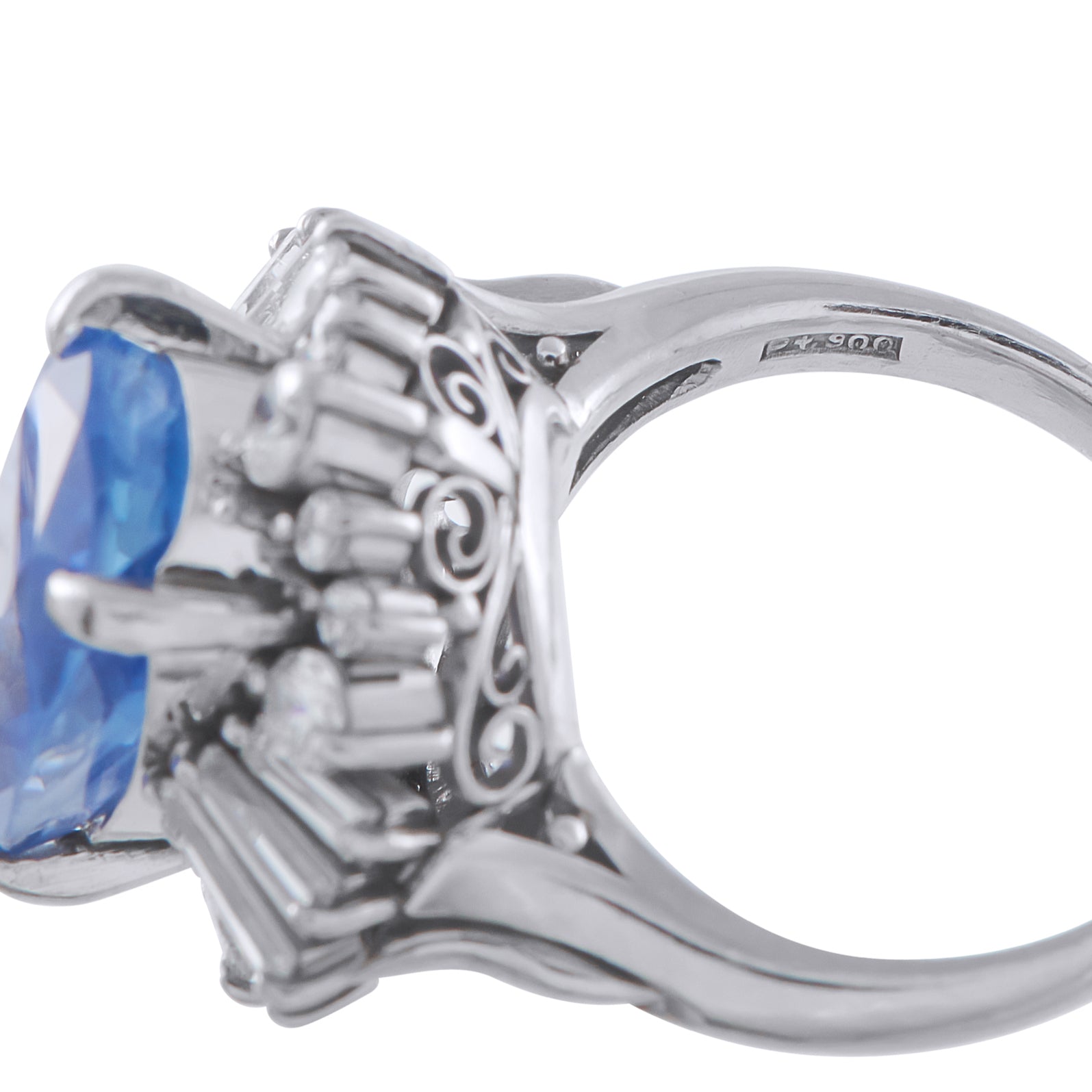 Platinum 1.11ct Diamond and Sapphire Ring