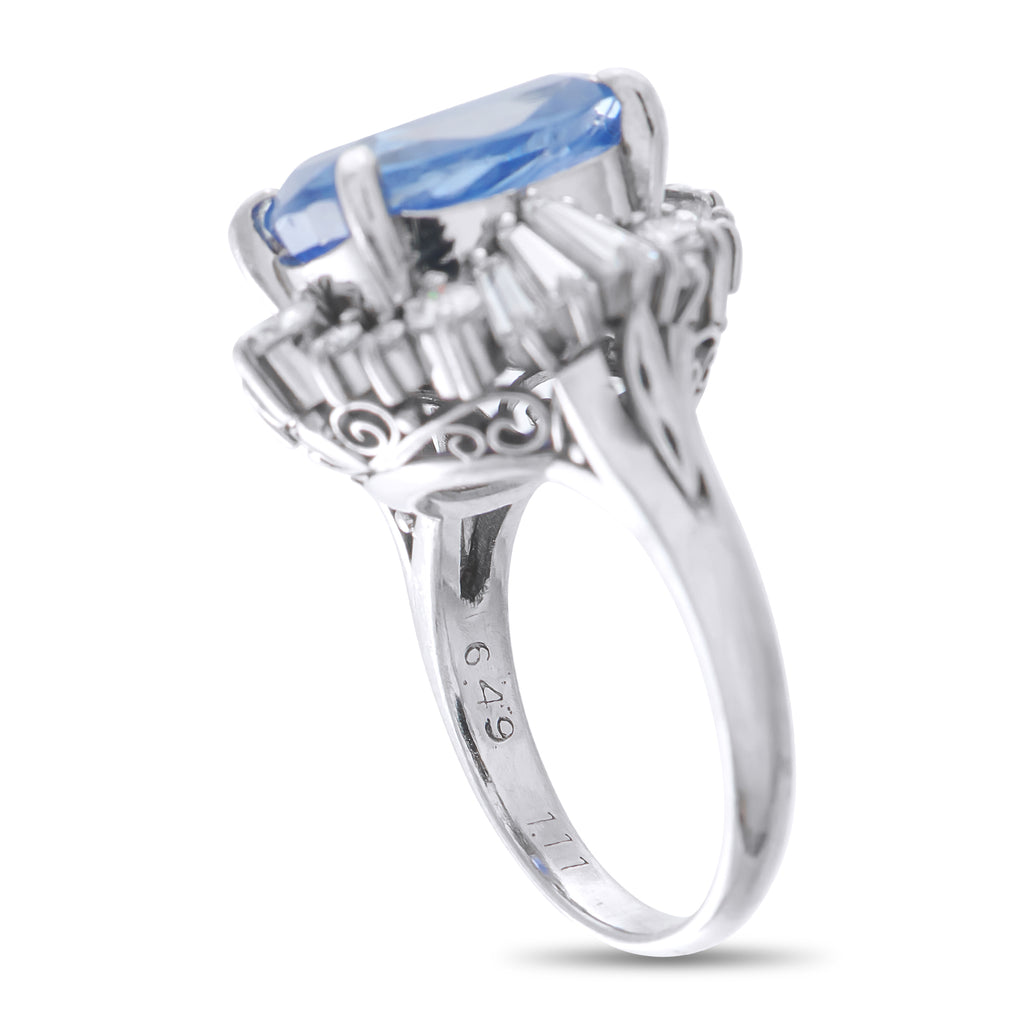 Platinum 1.11ct Diamond and Sapphire Ring