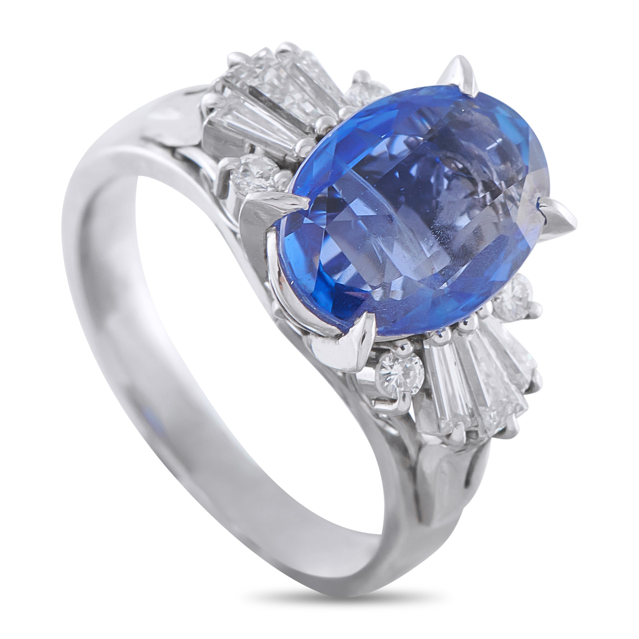 Platinum 0.56ct Diamond and Sapphire Ring
