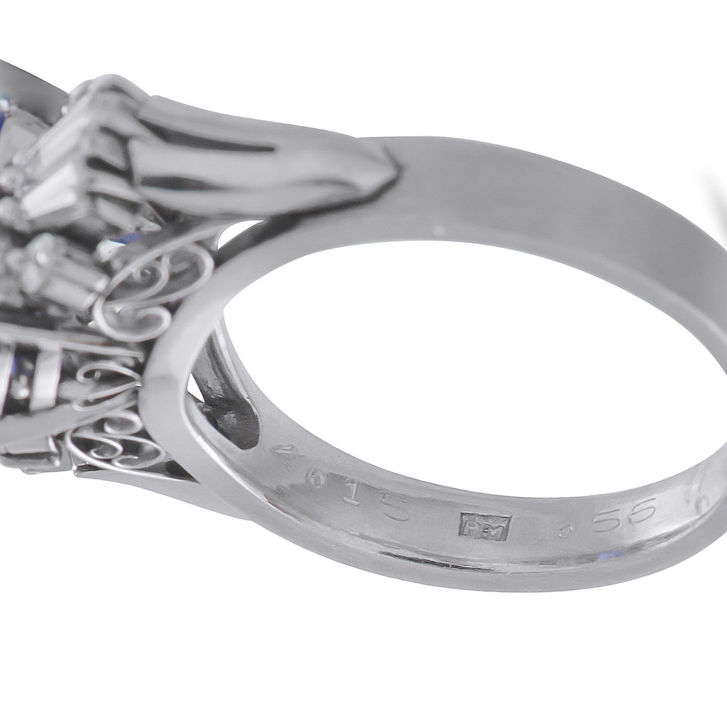 Platinum 0.56ct Diamond and Sapphire Ring