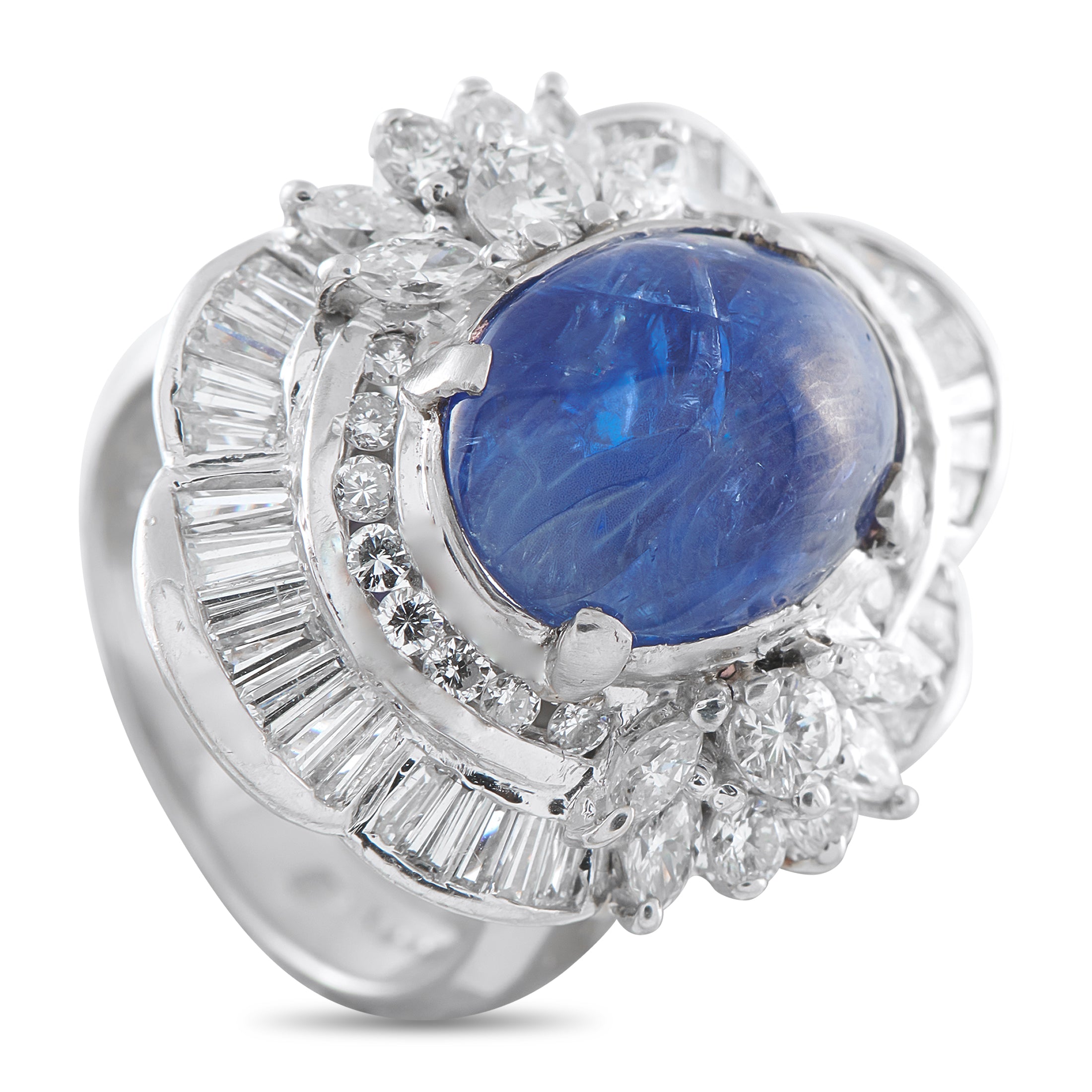 Platinum 4.50ct Diamond and Sapphire Ring