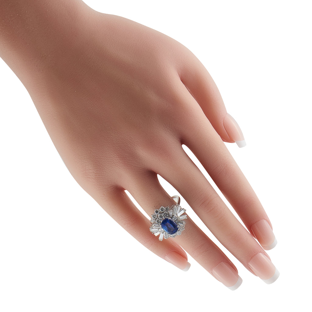 Platinum 1.80ct Diamond and Sapphire Ring