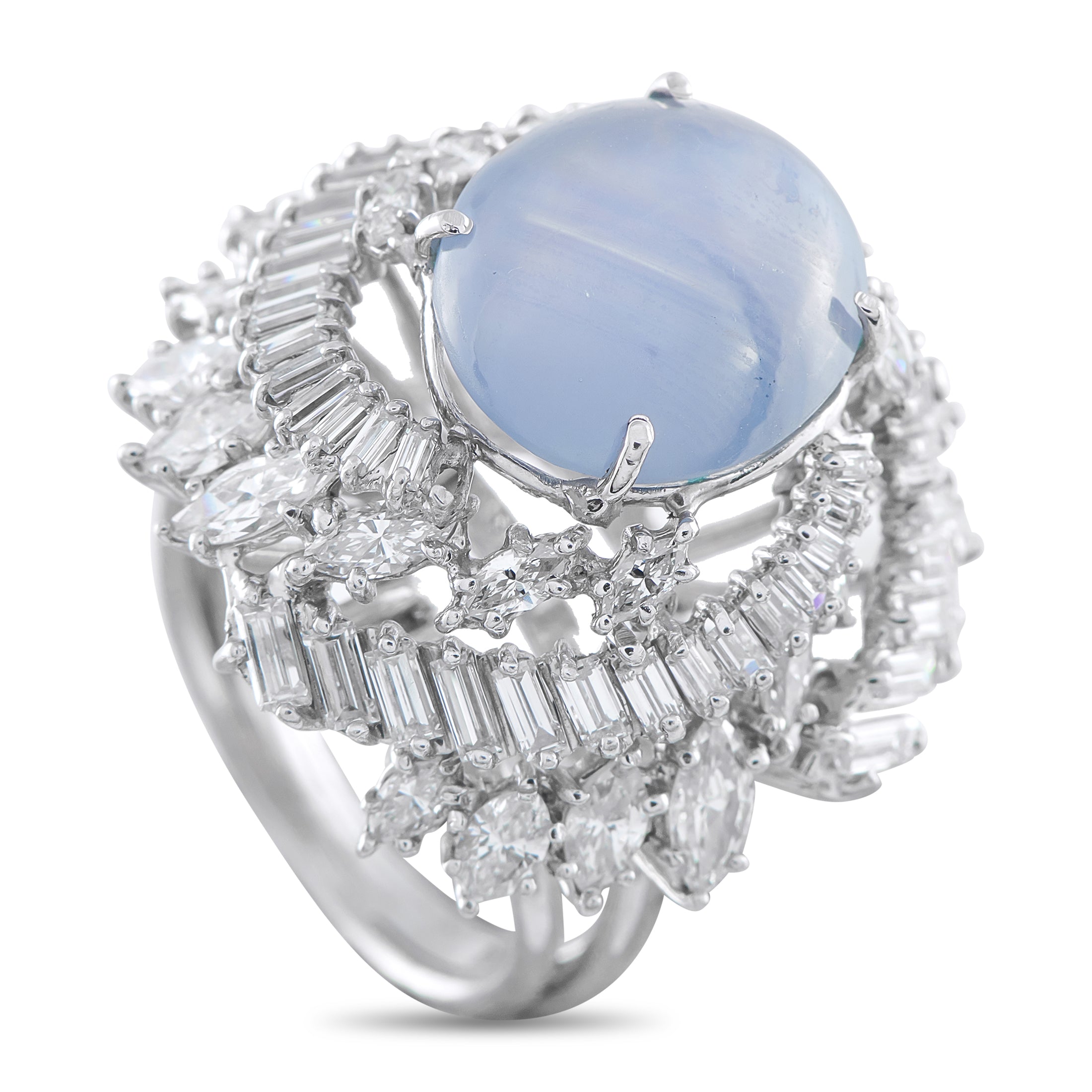 Platinum 3.85ct Diamond and Sapphire Ring