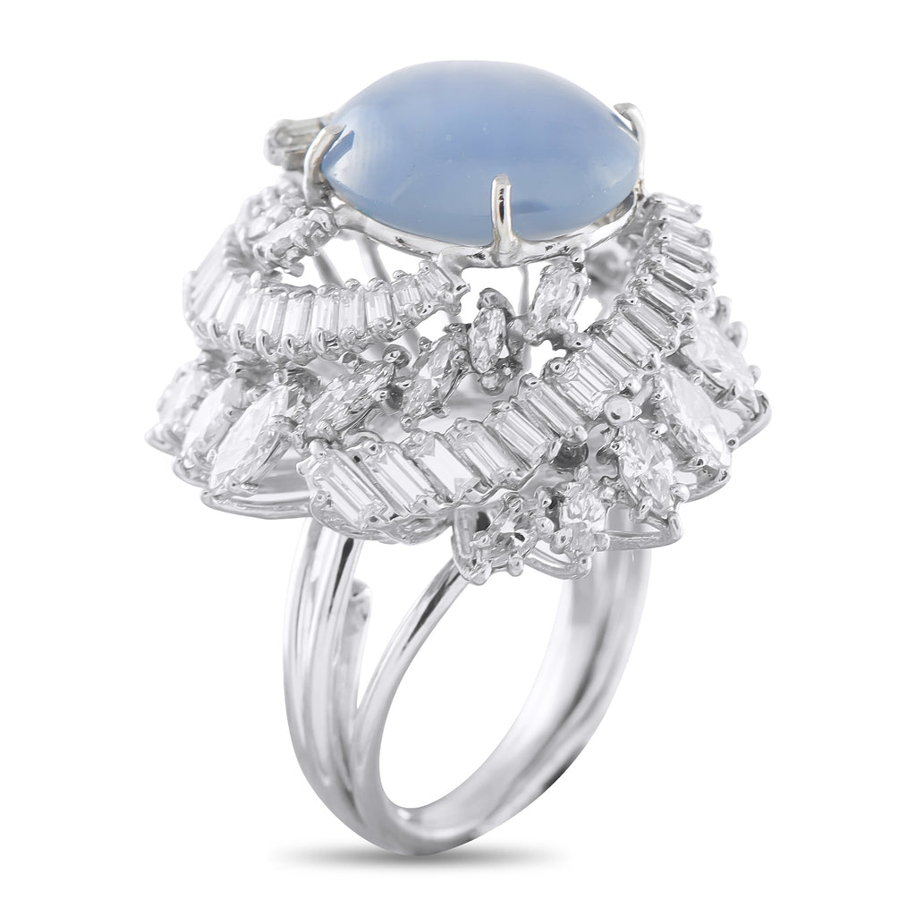 Platinum 3.85ct Diamond and Sapphire Ring