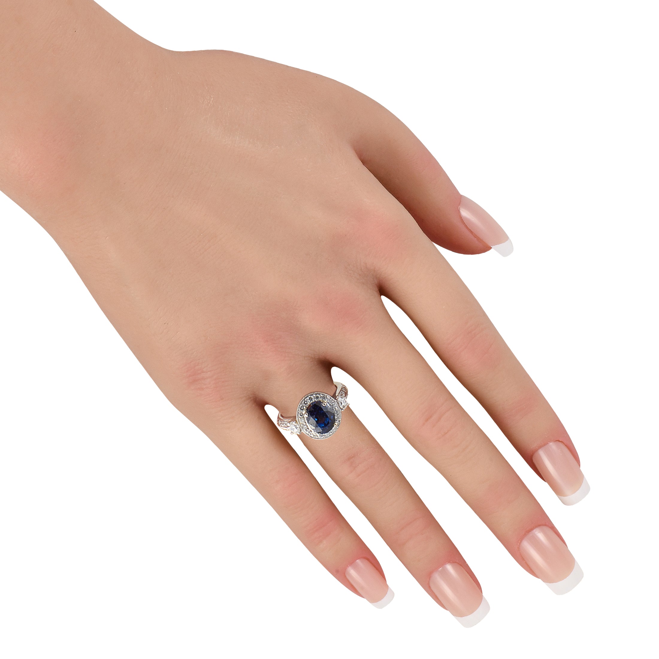 Platinum 0.78ct Diamond and Sapphire Ring
