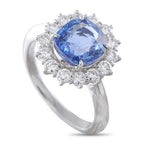 Platinum 0.78ct Diamond and Sapphire Ring