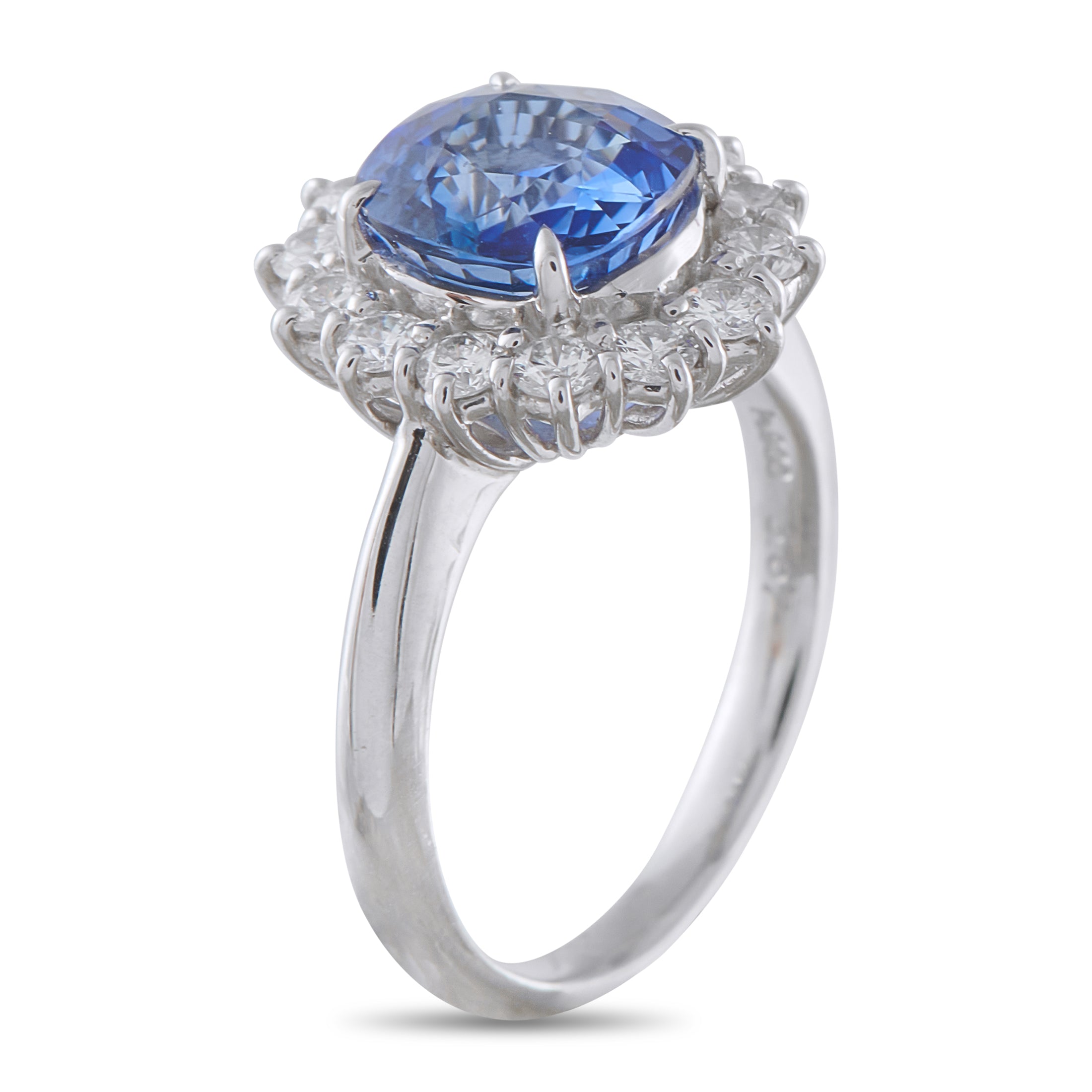 Platinum 0.78ct Diamond and Sapphire Ring