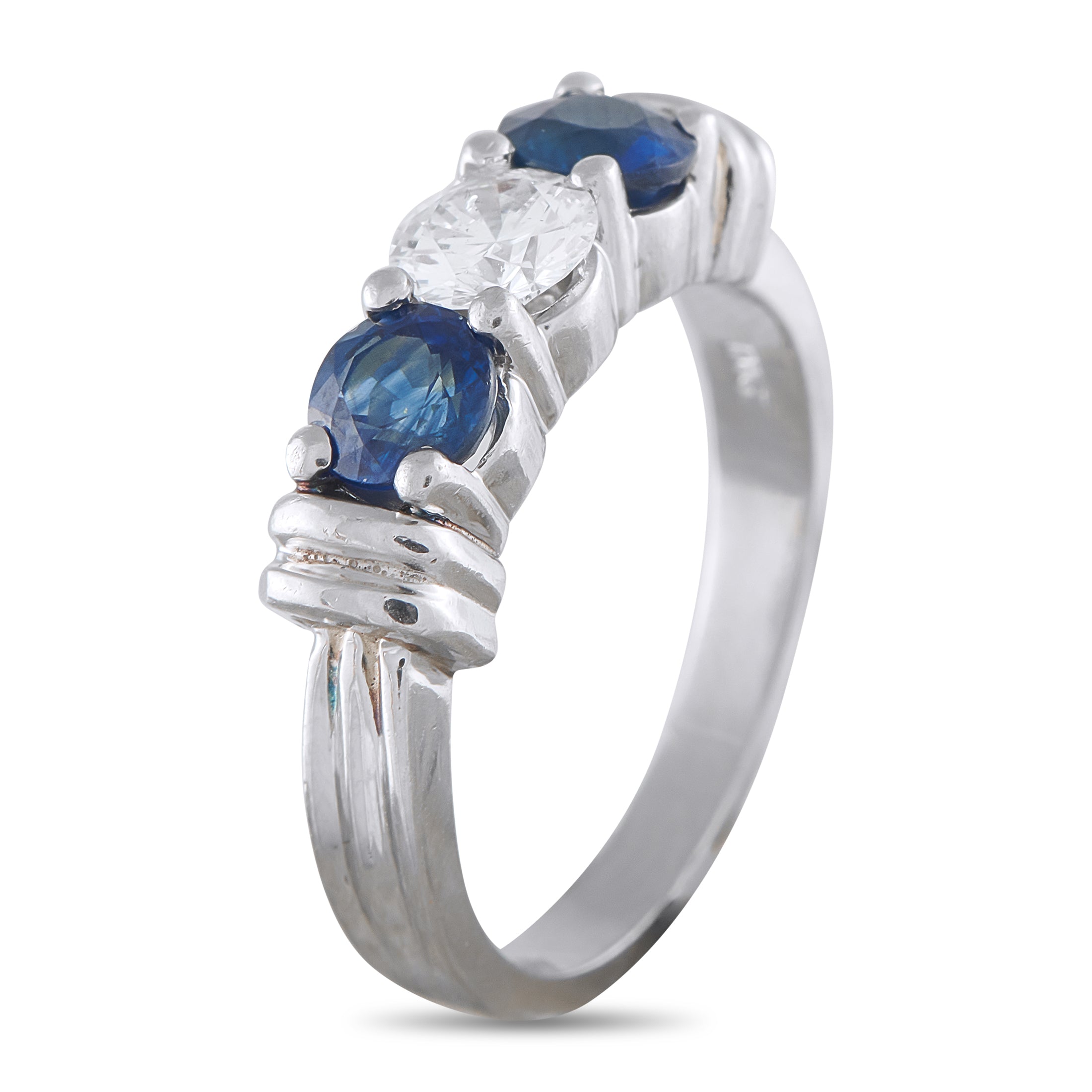 Platinum 0.55ct Diamond and Sapphire Ring