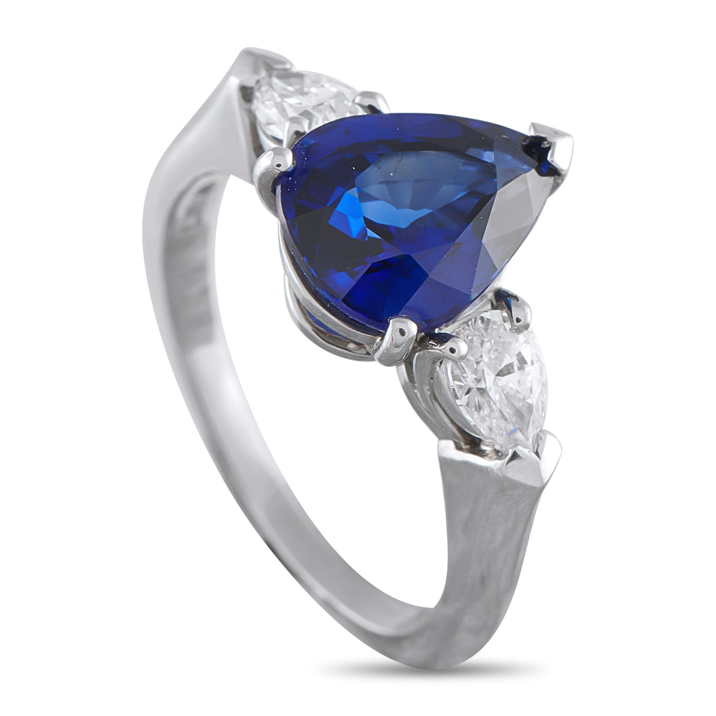 Platinum 0.59ct Diamond and Sapphire Ring