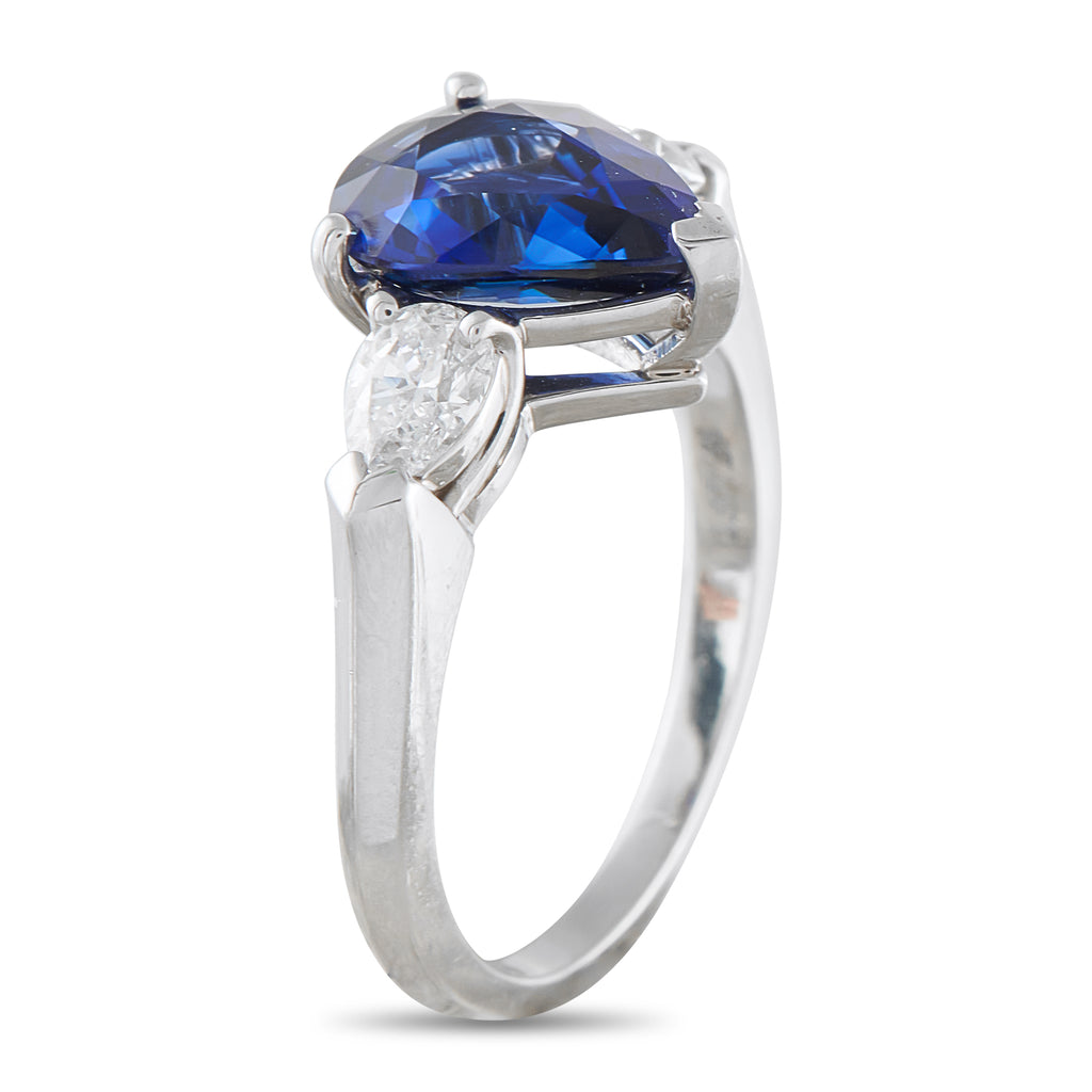 Platinum 0.59ct Diamond and Sapphire Ring