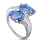 Platinum 0.60ct Diamond and Sapphire Ring