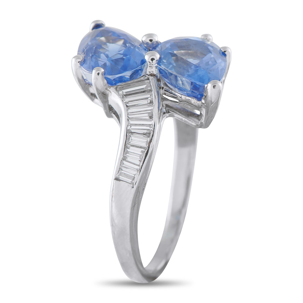 Platinum 0.60ct Diamond and Sapphire Ring