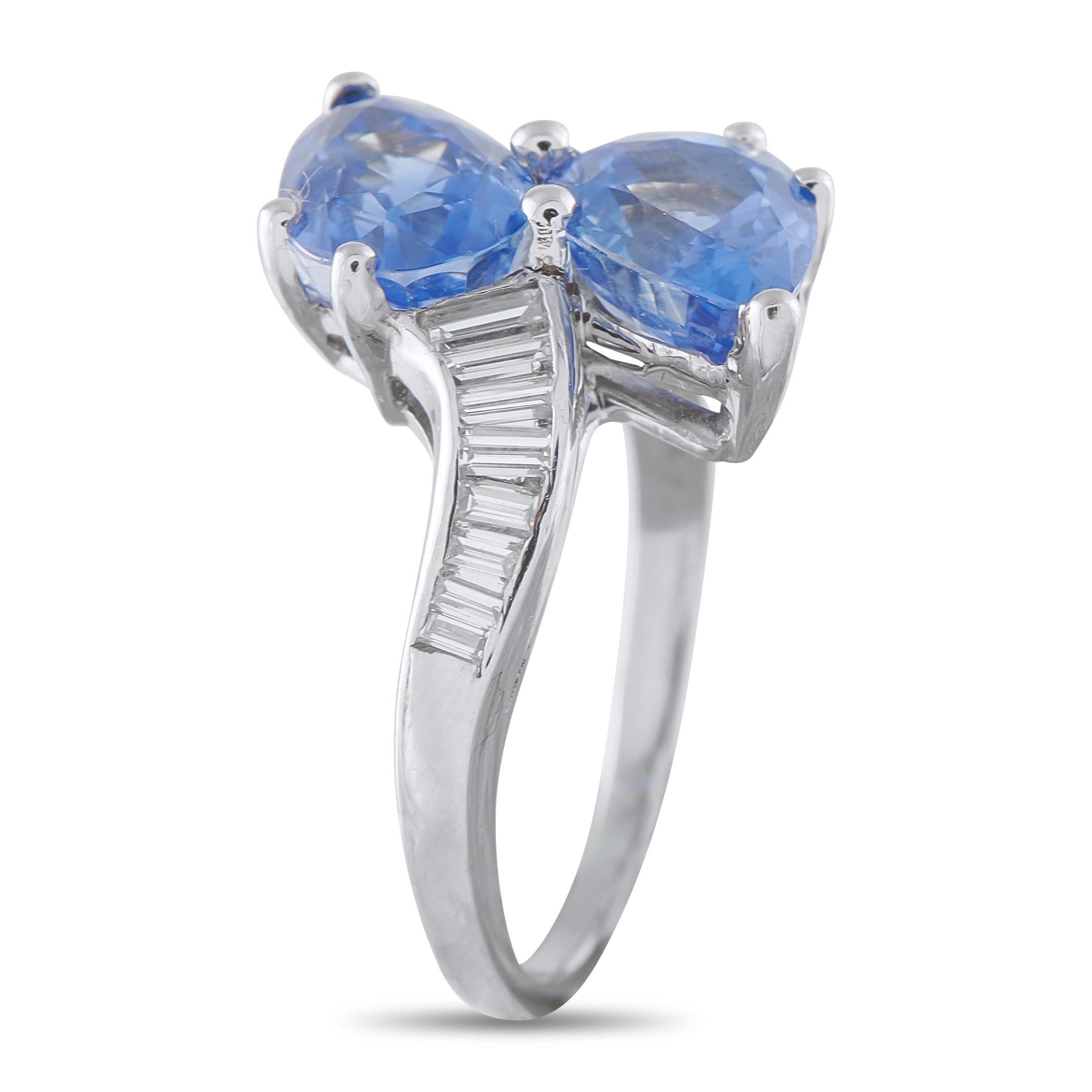 Platinum 0.60ct Diamond and Sapphire Ring