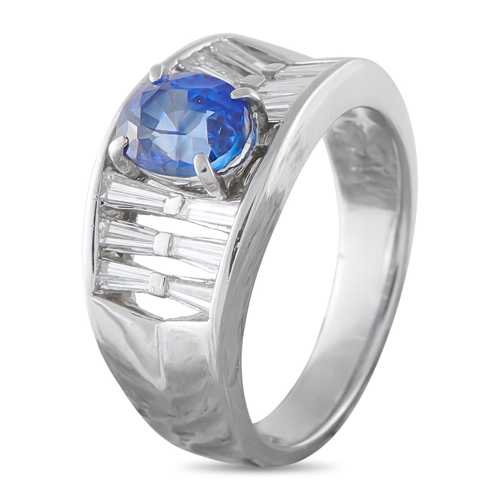 Platinum 0.50ct Diamond and Sapphire Ring
