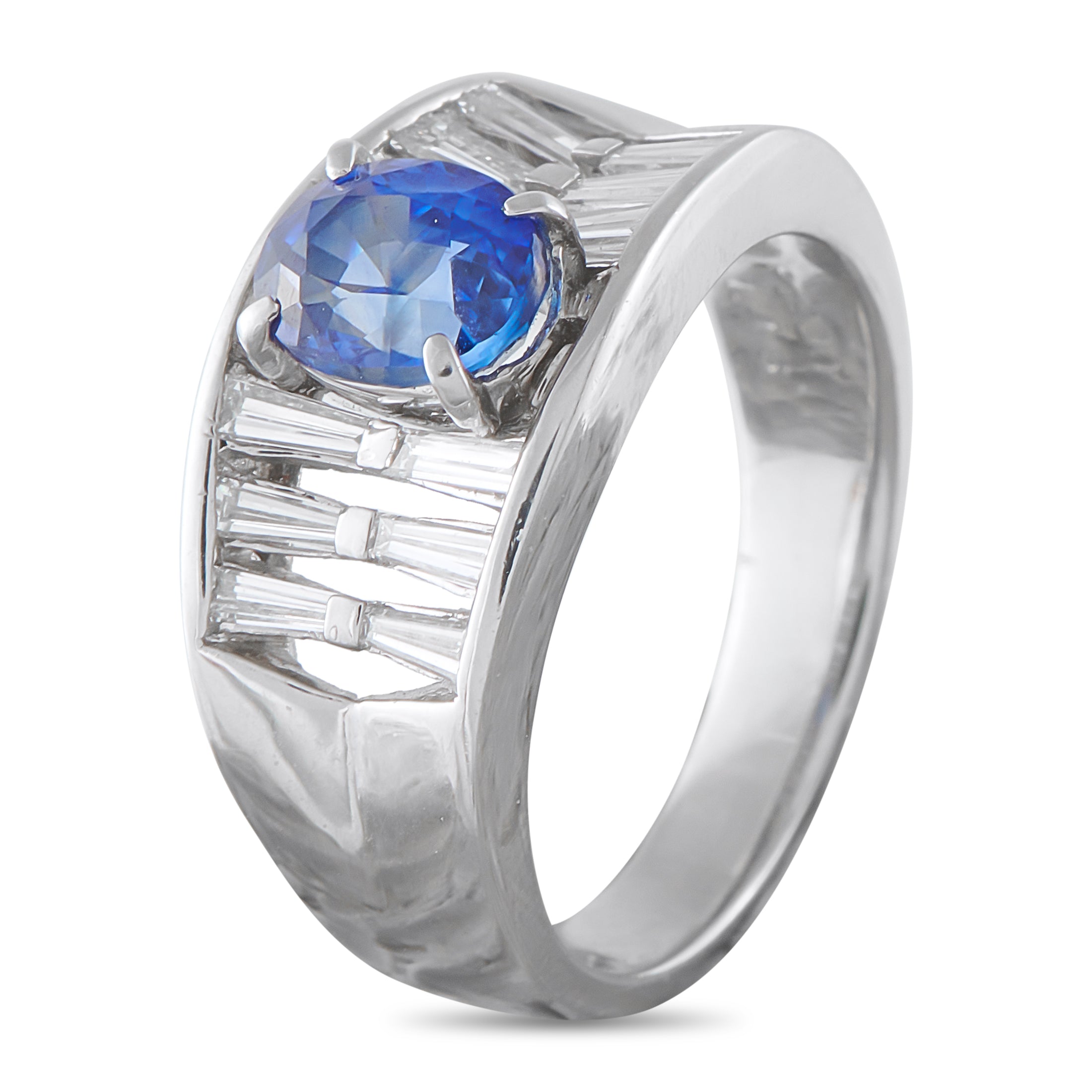Platinum 0.50ct Diamond and Sapphire Ring