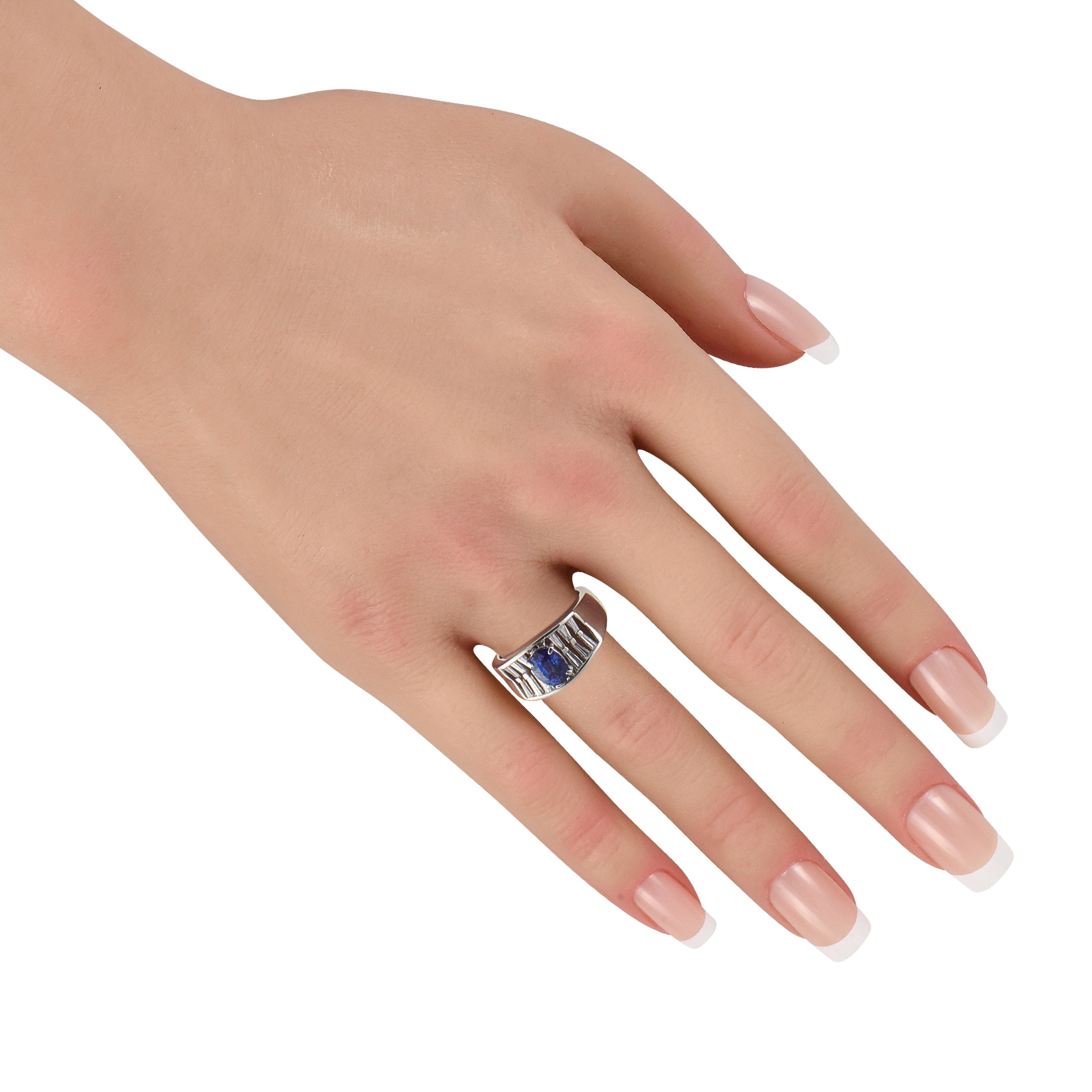 Platinum 0.50ct Diamond and Sapphire Ring