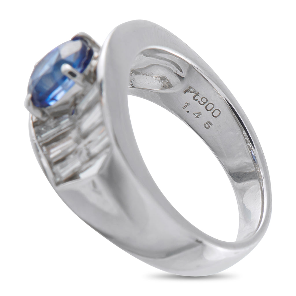 Platinum 0.50ct Diamond and Sapphire Ring