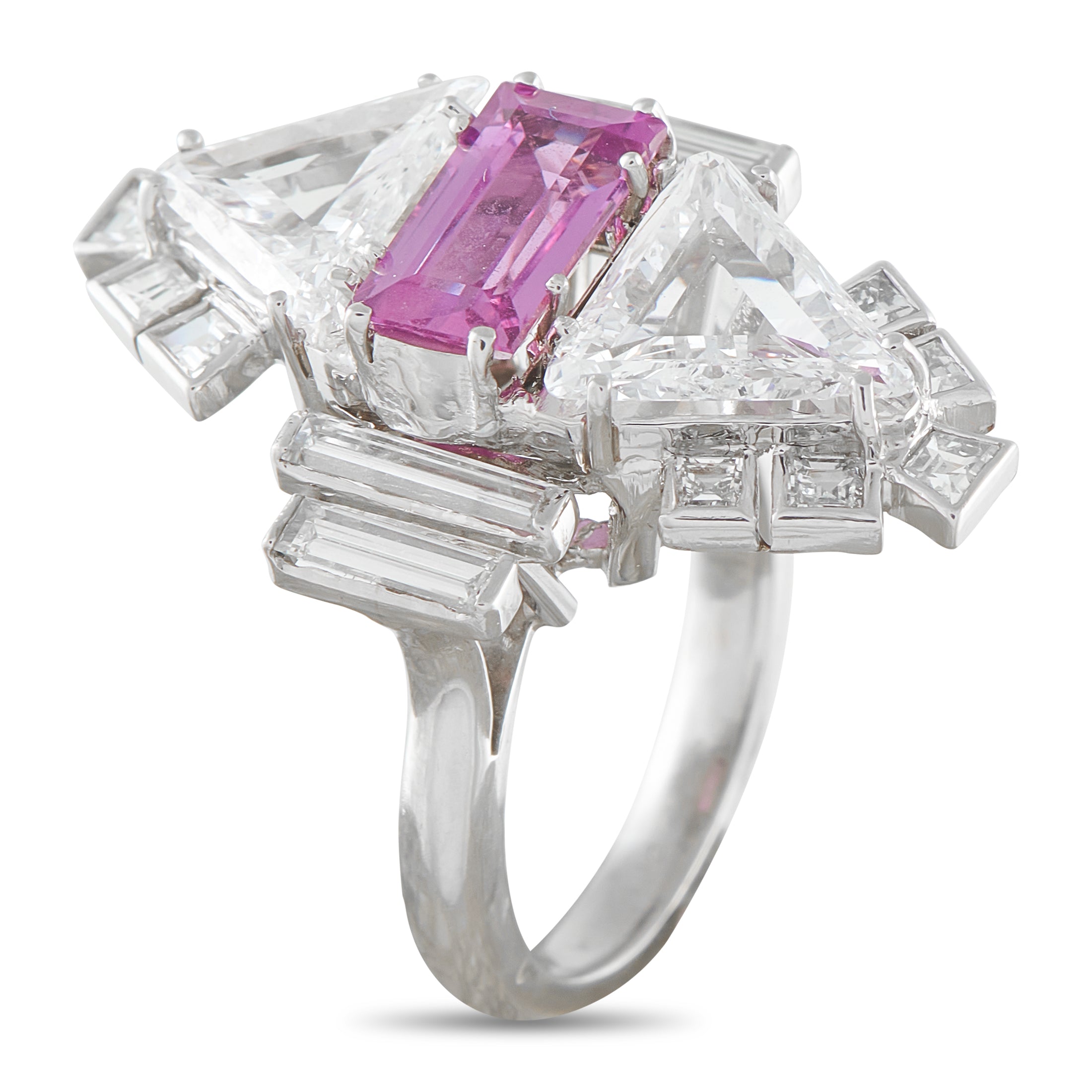 Platinum 4.20ct Diamond and Sapphire Ring