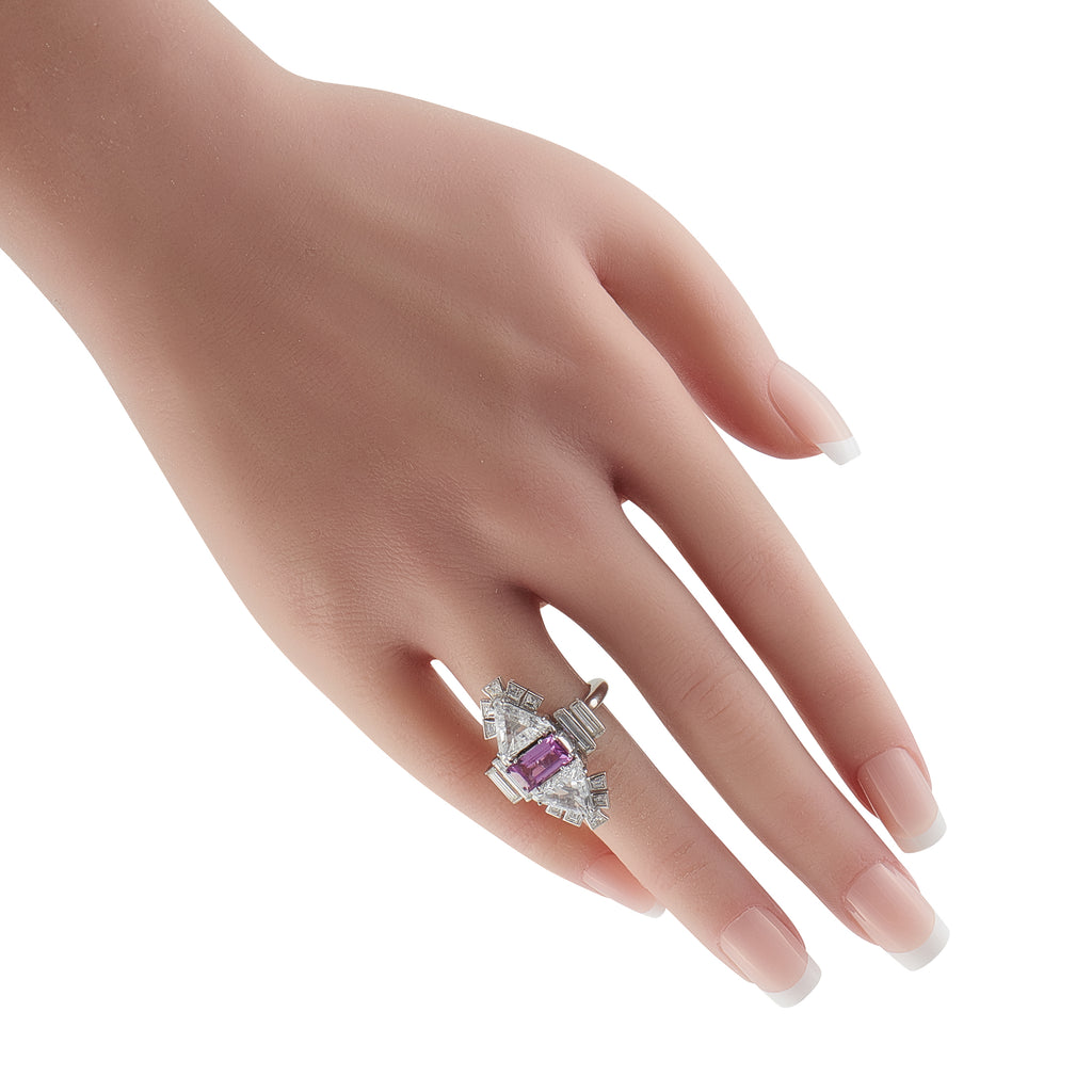 Platinum 4.20ct Diamond and Sapphire Ring