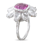 Platinum 3.85ct Diamond and Sapphire Flower Ring