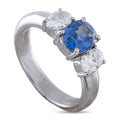 Platinum 0.63ct Diamond and Sapphire Ring