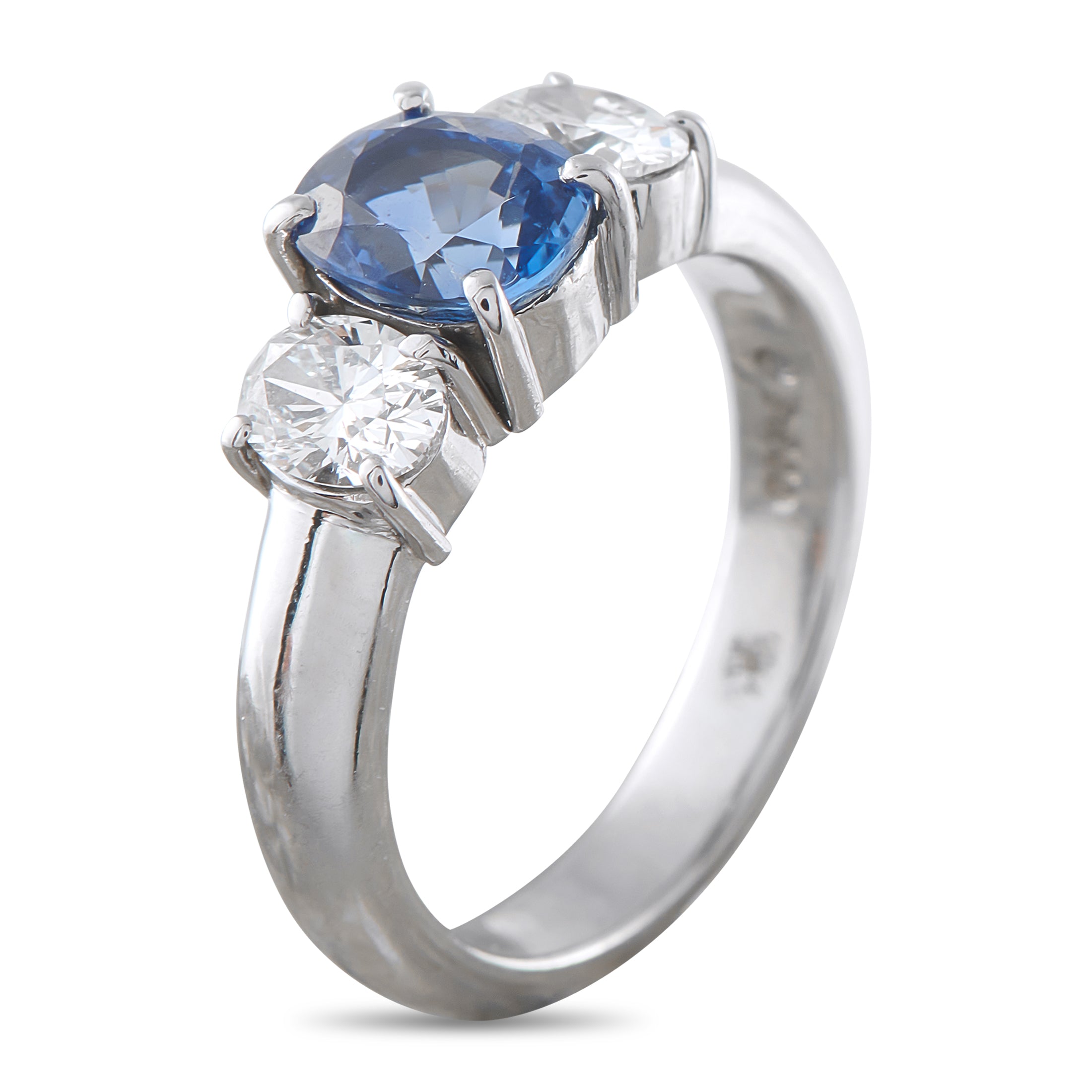 Platinum 0.63ct Diamond and Sapphire Ring
