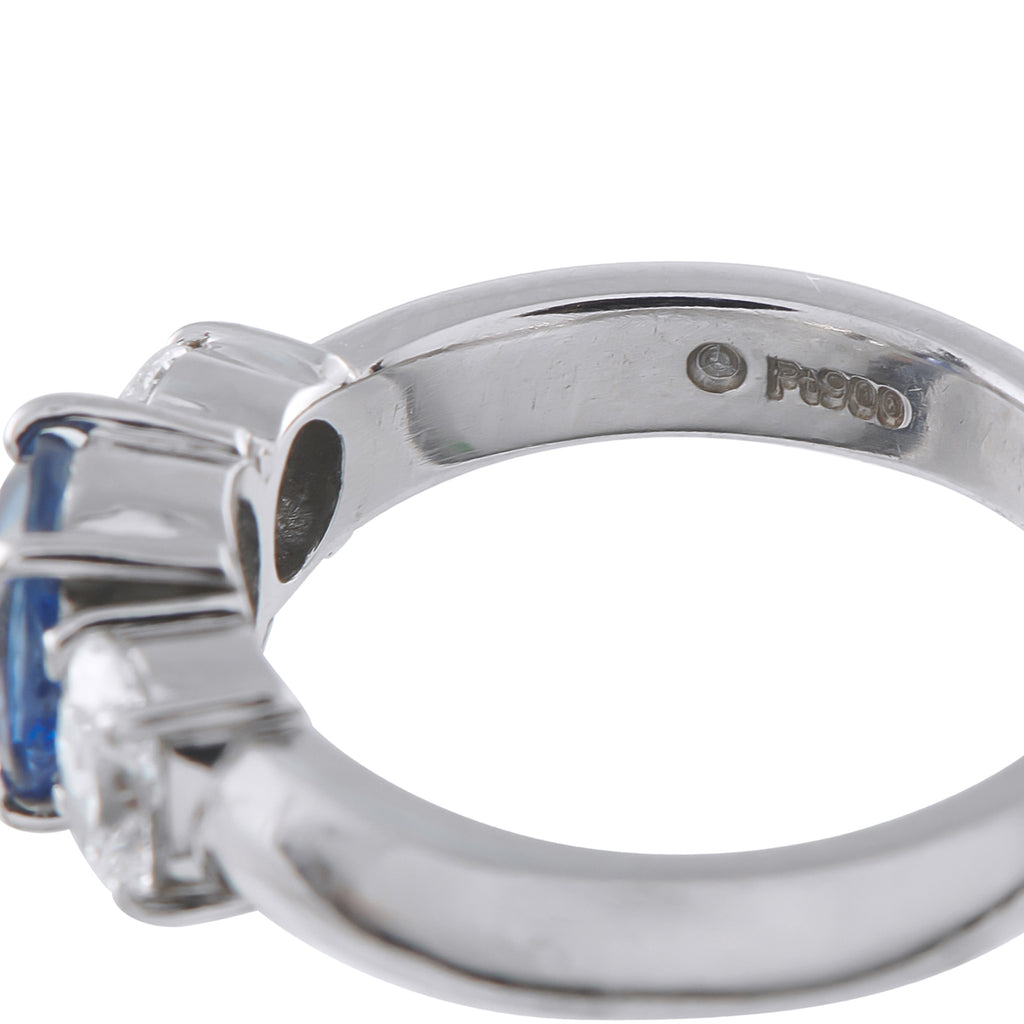 Platinum 0.63ct Diamond and Sapphire Ring