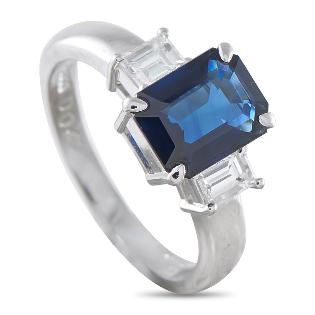 Platinum 0.41ct Diamond and Sapphire Ring