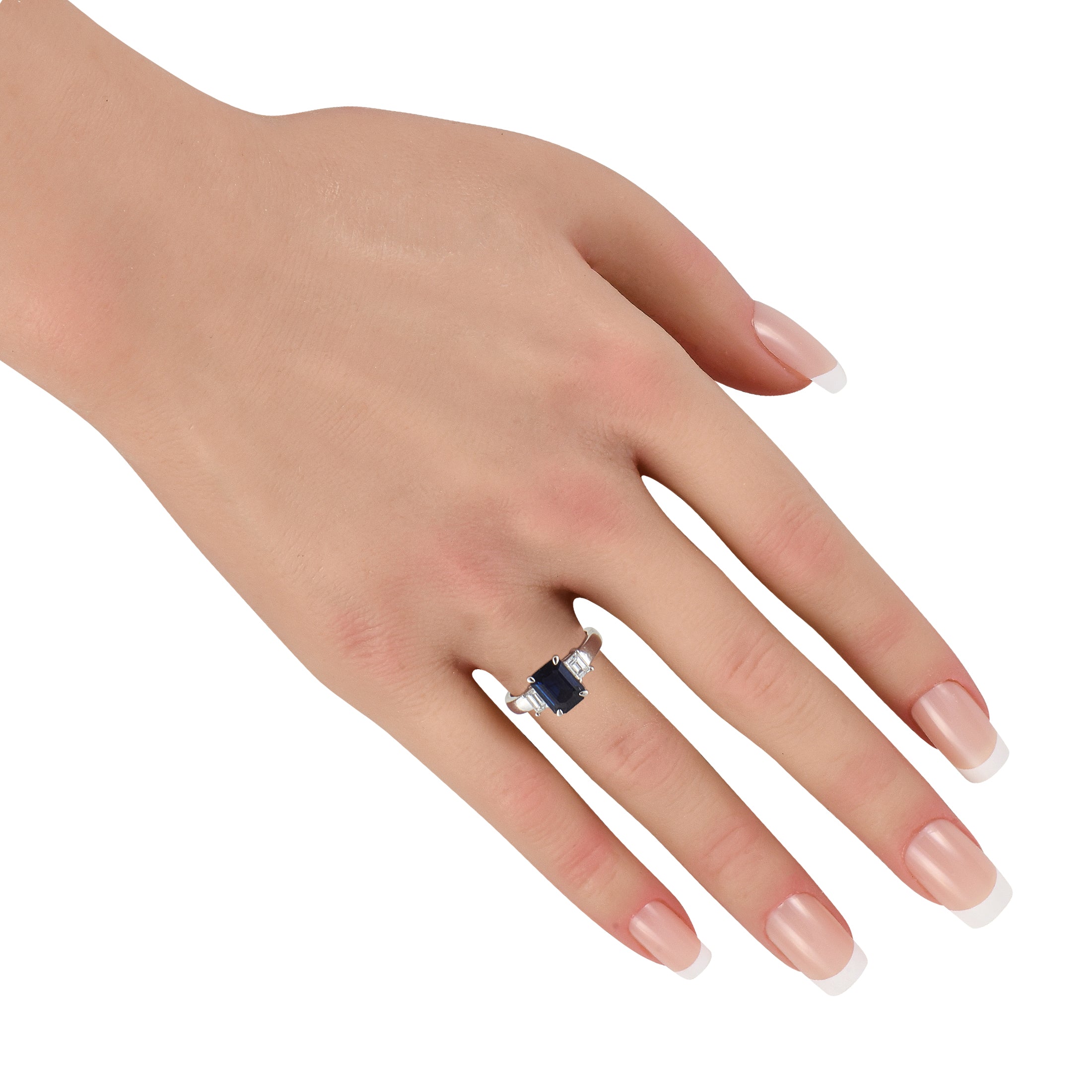 Platinum 0.41ct Diamond and Sapphire Ring