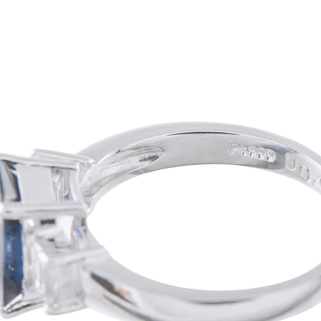 Platinum 0.41ct Diamond and Sapphire Ring