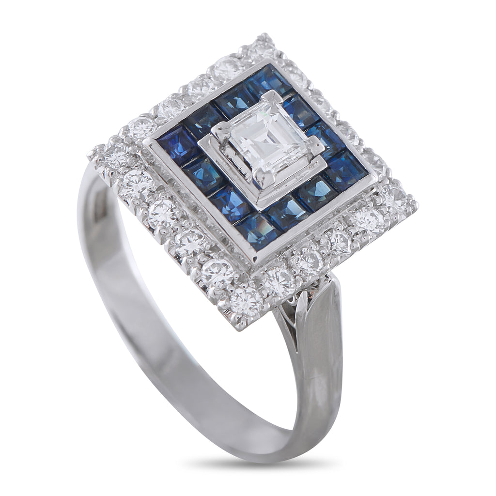 Platinum 0.40ct Diamond and Sapphire Ring
