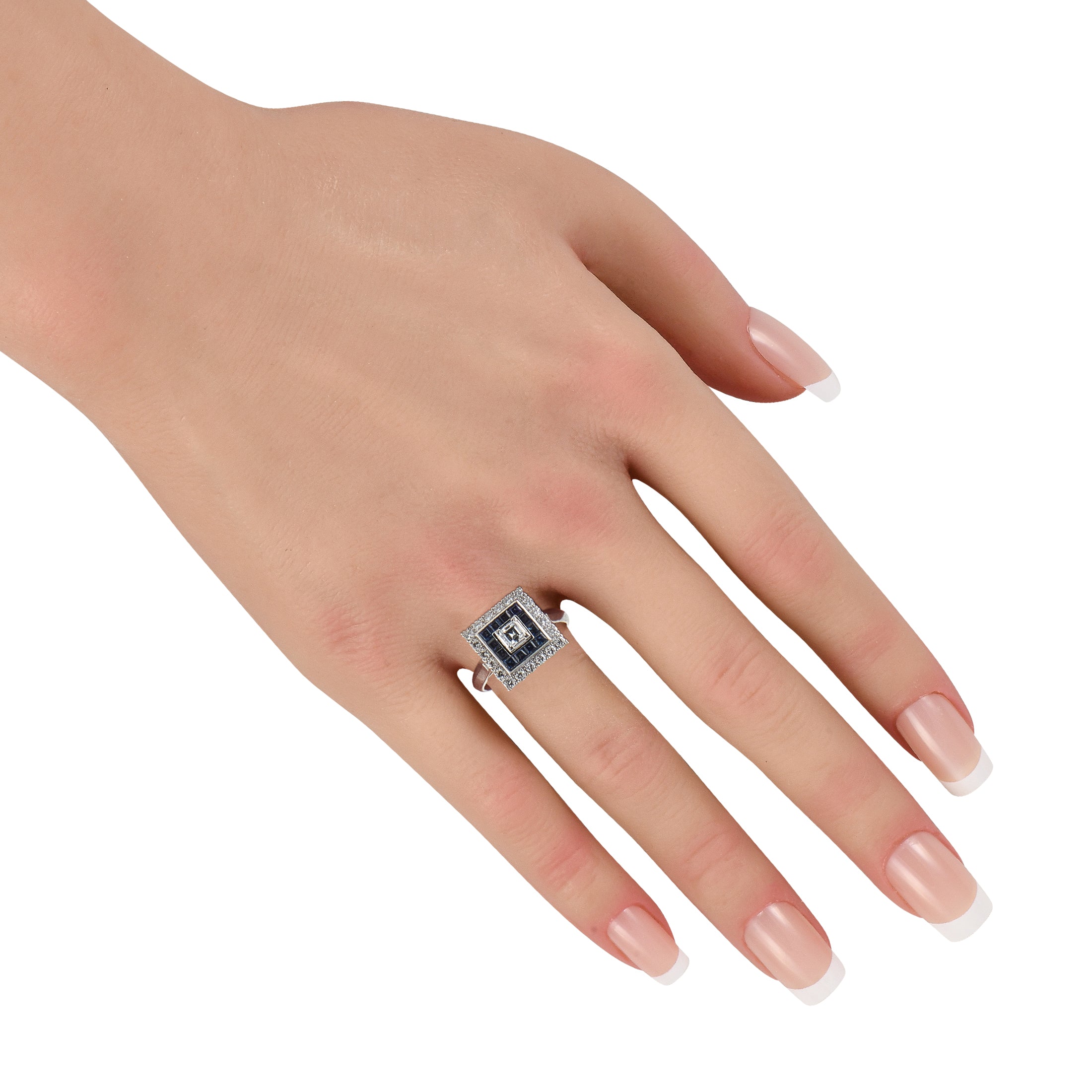 Platinum 0.40ct Diamond and Sapphire Ring