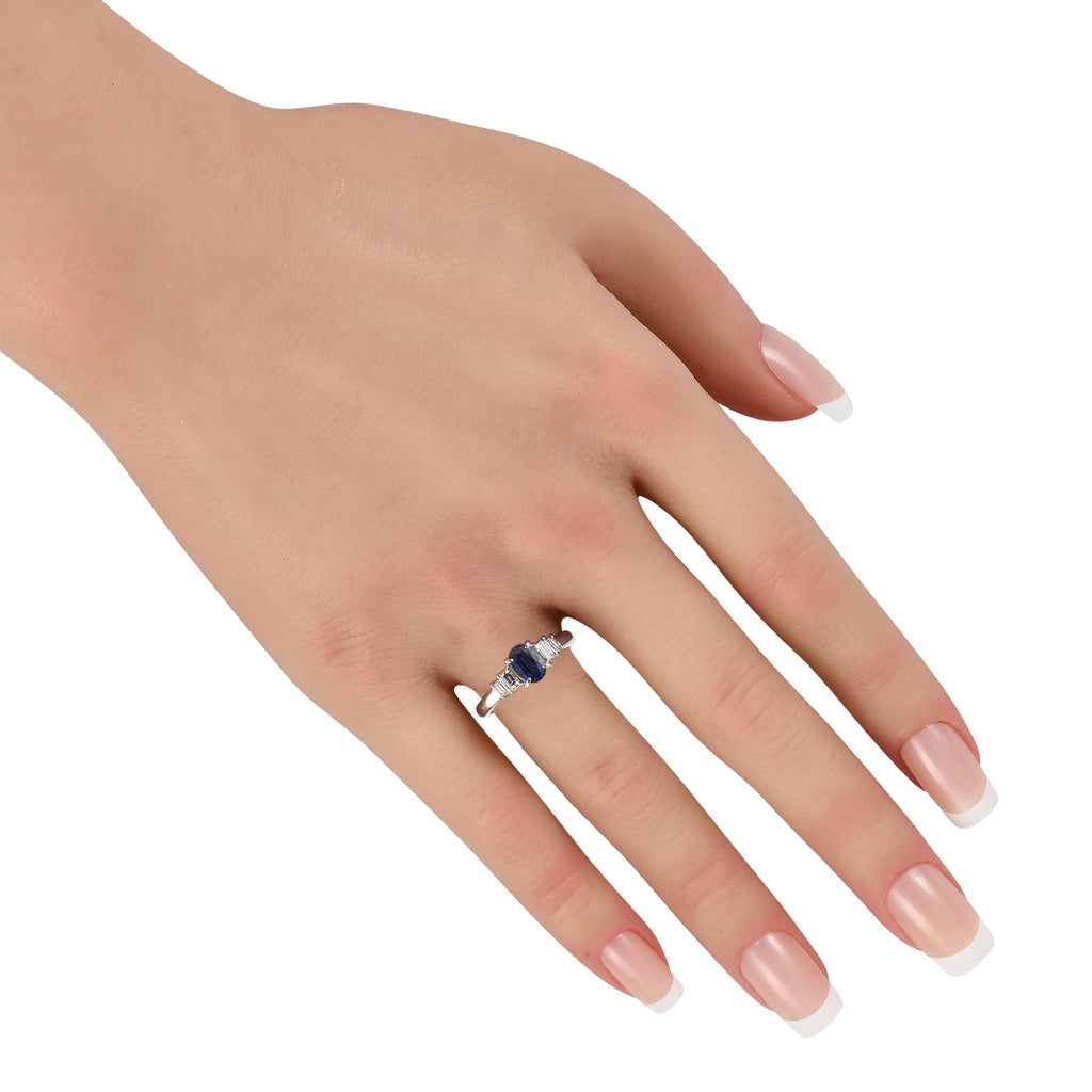 Platinum 0.30ct Diamond and Sapphire Ring