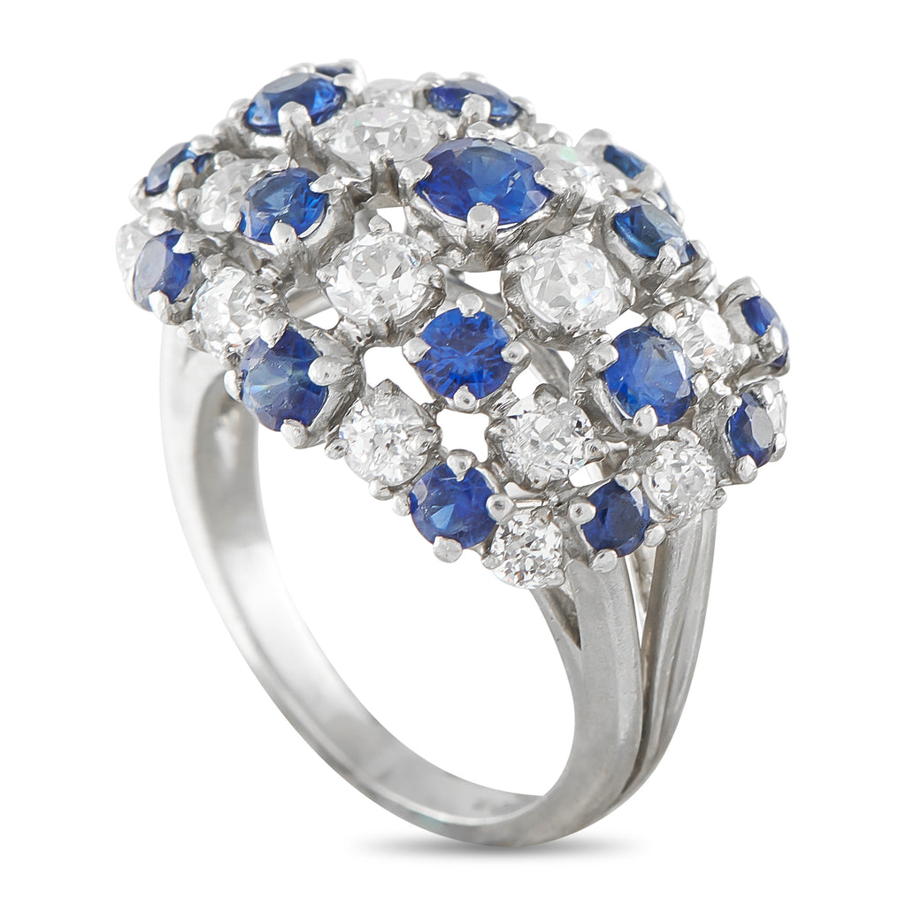 Platinum 1.40ct Diamond and Sapphire Ring