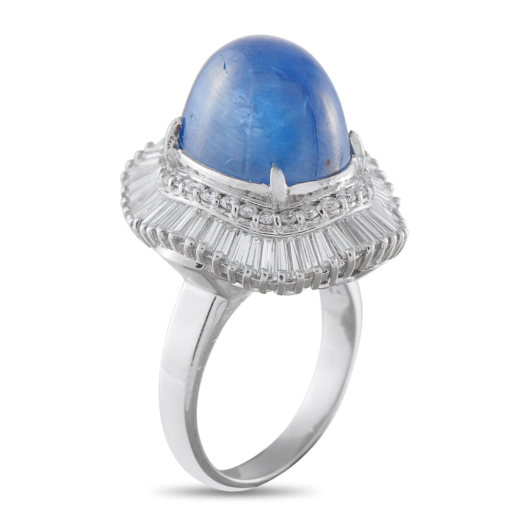 Platinum 3.70ct Diamond and Sapphire Ring