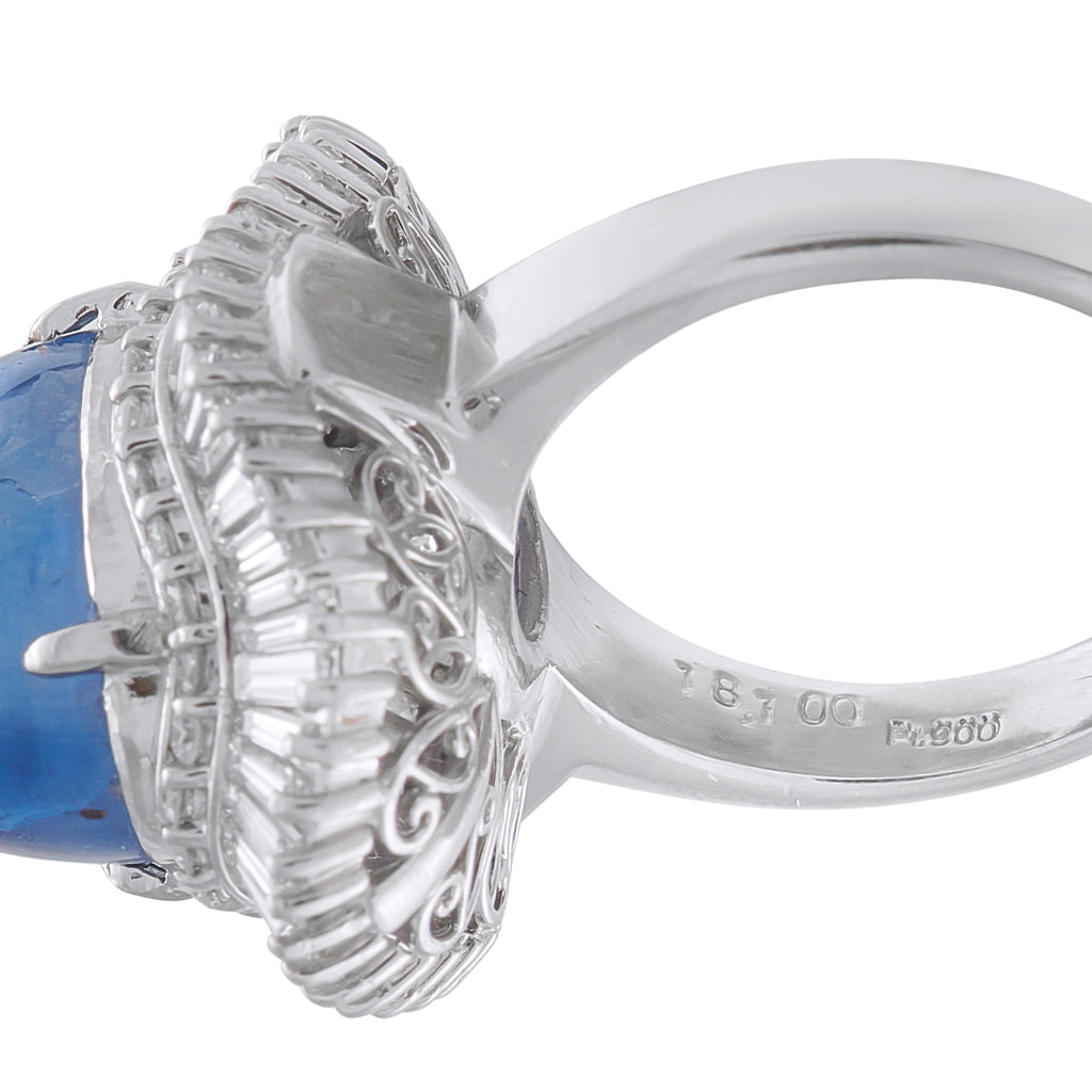 Platinum 3.70ct Diamond and Sapphire Ring